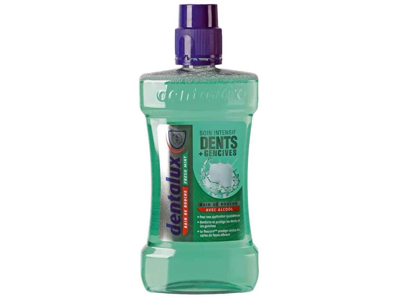 Bain de bouche Dentalux, saveur menthe fraîche.