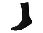 A single black crew sock shown in a foot shape against a white background