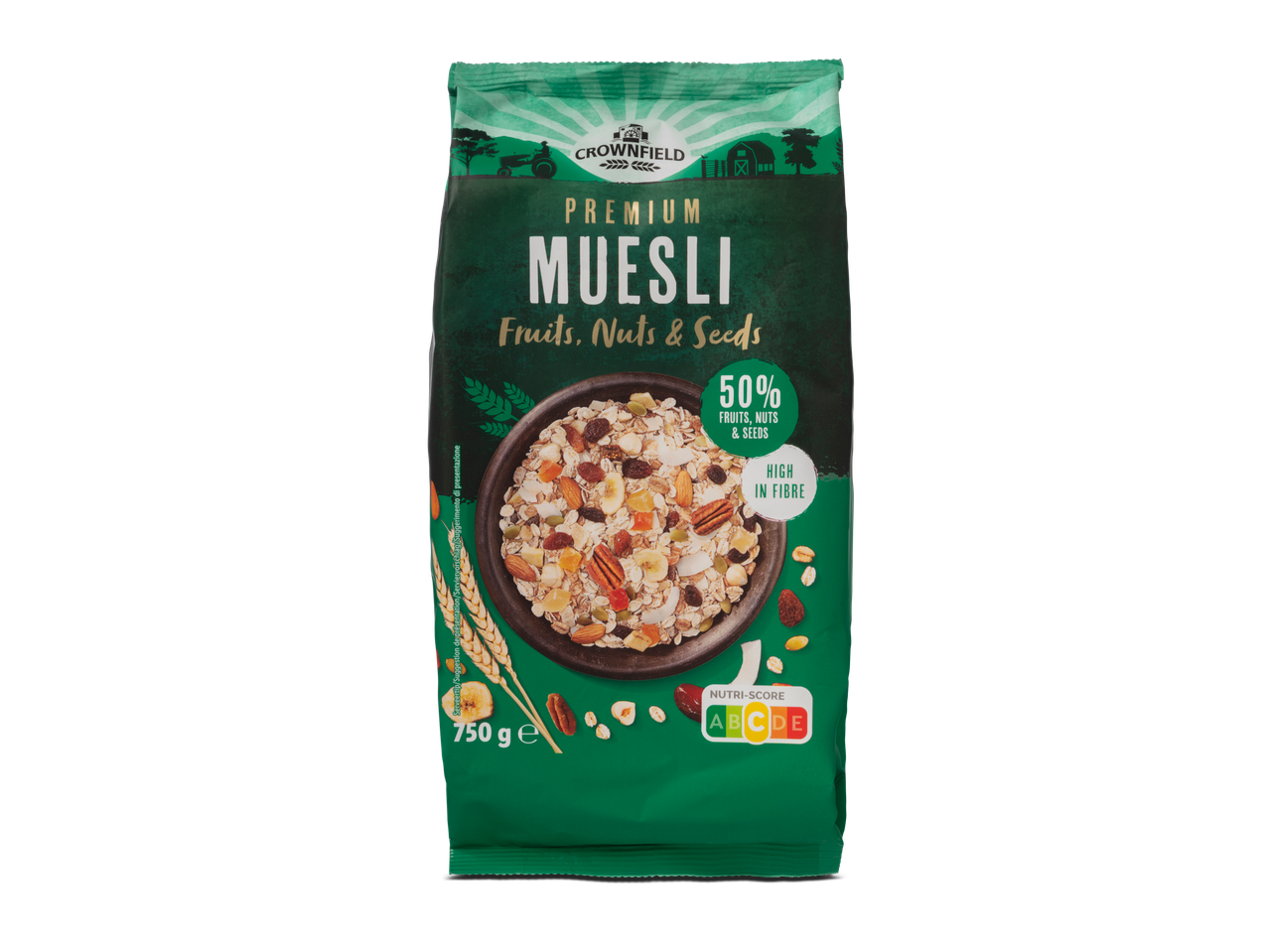 Crownfield Premium Muesli: fruit, noten & zaden. 750g
