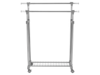 LIVARNO Suport haine: Suport dublu, reglabil pentru haine cu raft și roți.