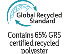 Sigillo Global Recycled Standard: Contiene 65% poliestere riciclato certificato GRS.