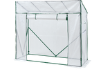 PARKSIDE® Greenhouse with a roll-up front panel, featuring a white grid-patterned cover and green frame.