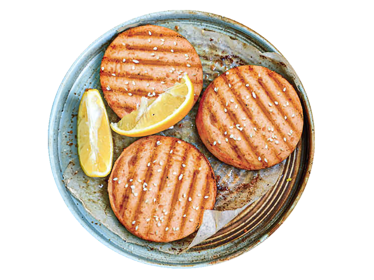 Kepti upėtakių filė paplotėliai su citrinos skiltele