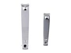 Two metal nail clippers, one larger than the other, are shown against a white background.