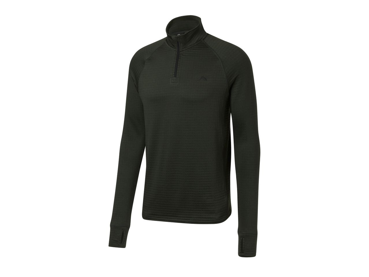 Maglia sportiva da uomo verde scuro con cerniera a un quarto.