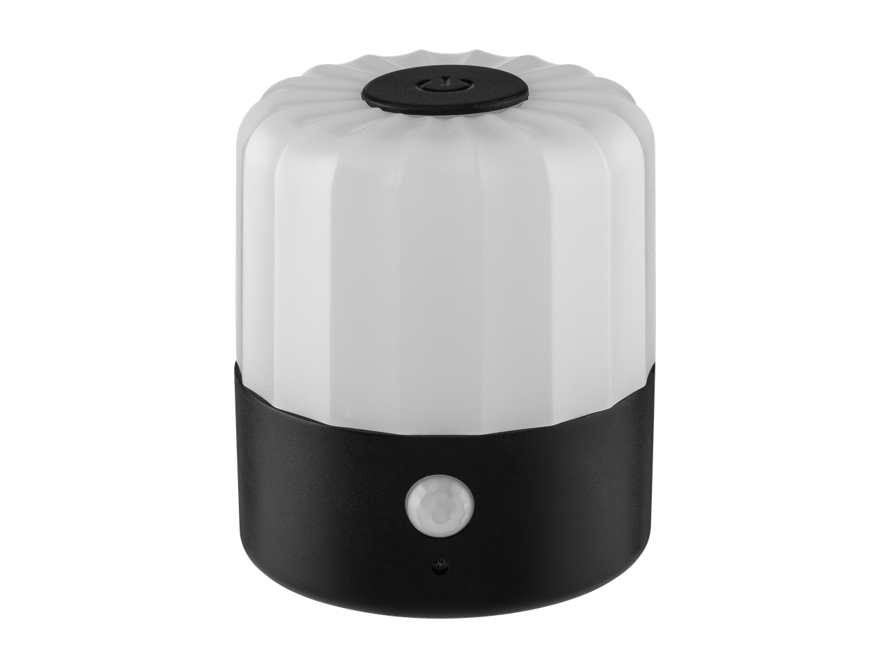 Livarno Cordless LED Night Light, white and black, with a motion sensor and power button.