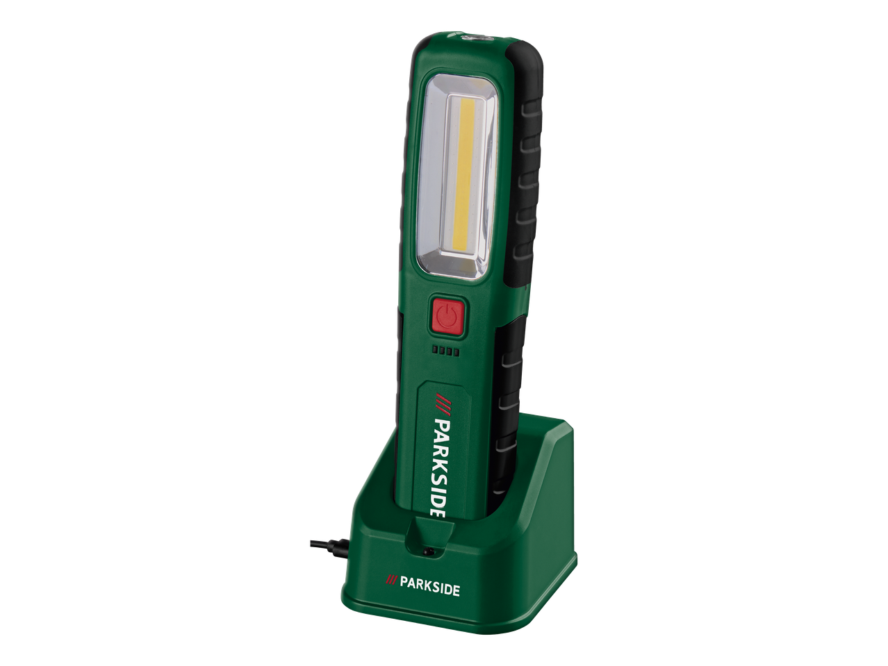 Зелен акумулаторен LED фенер с докинг станция за зареждане