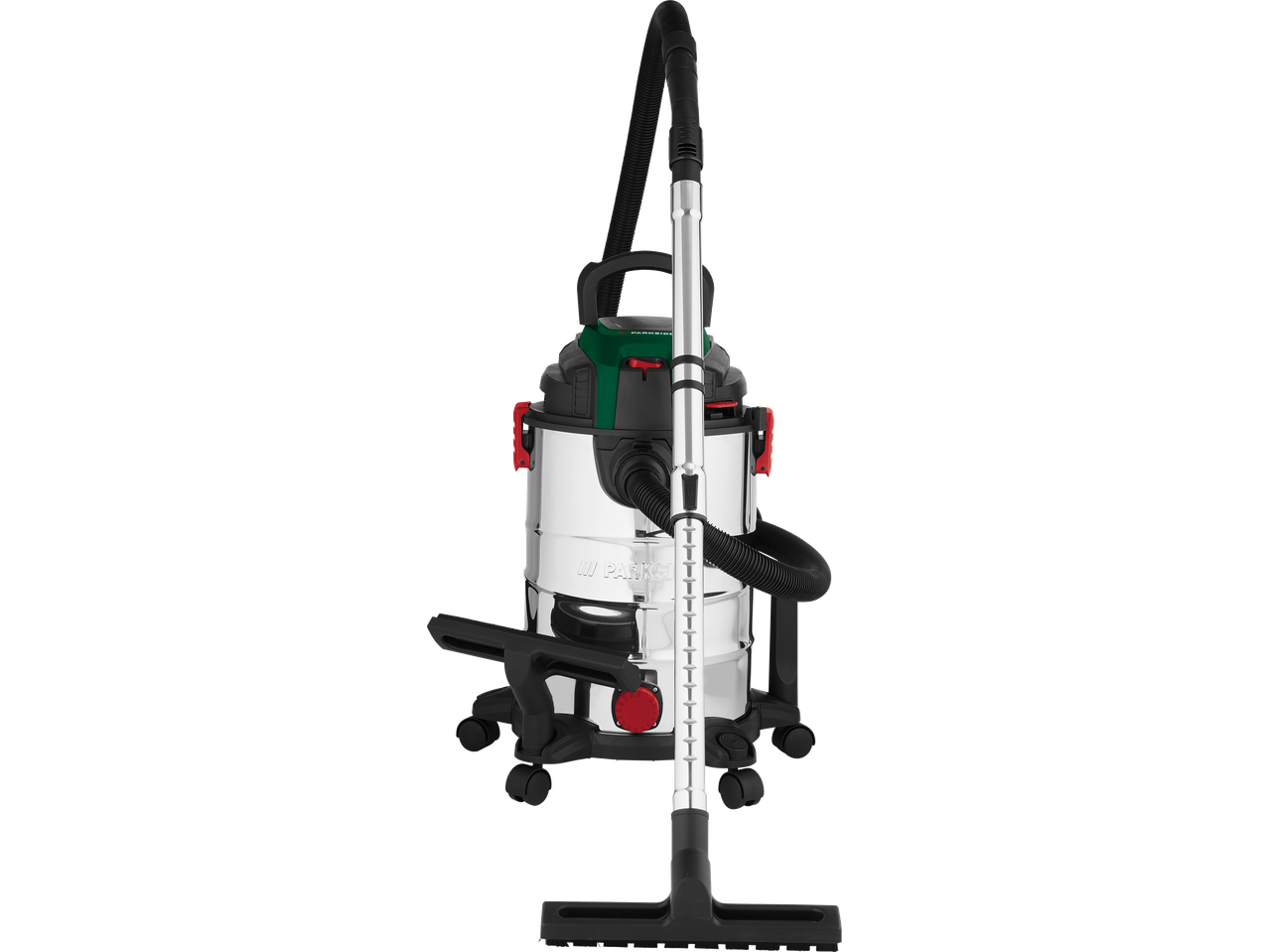 PARKSIDE 1400W Wet & Dry Vacuum Cleaner with a chrome tank and black hose