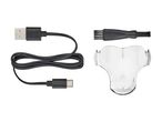 USB charging cable and a transparent device component.