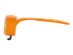 Orange silicone bike light with a clip-on strap.