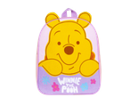 Mochila do Winnie the Pooh rosa e roxa com flores