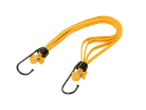 Yellow bungee cord with metal hooks.
