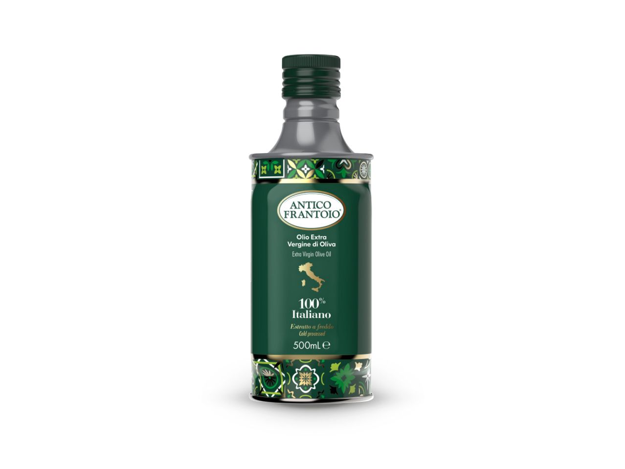 Boca maslinovog ulja Antico Frantoio s natpisom '100% Italian' i '500mL'