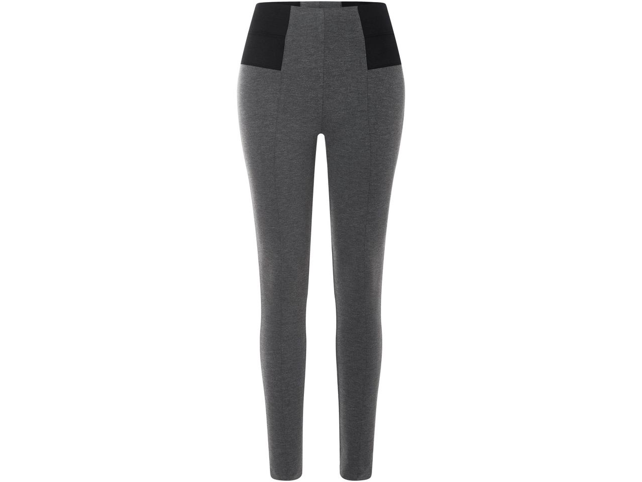 Leggings grigi con vita alta e inserti neri.