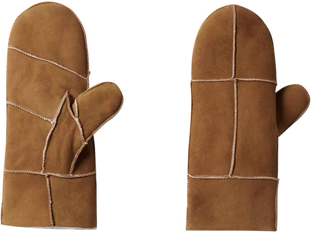 Esmara rudi zomšiniai pirštinės su matomomis siūlėmis.