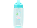 Peppa Pig water bottle with straw, light blue.