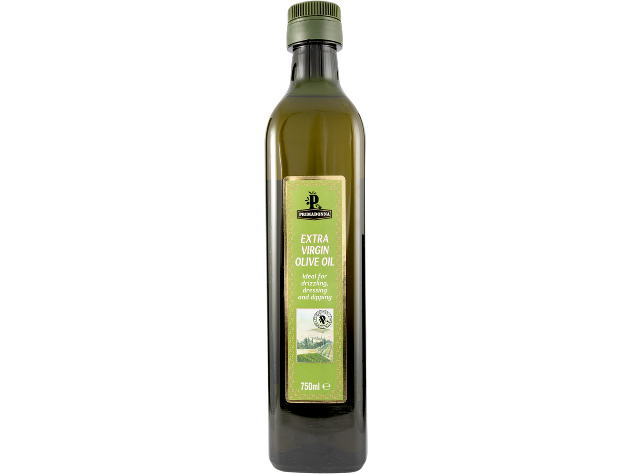 Primadonna Extra Virgin Olive Oil bottle.