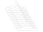 A stack of white plastic clothes hangers.