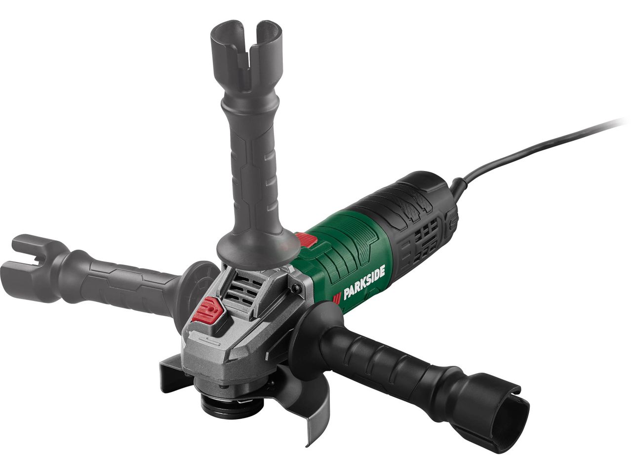 Parkside angle grinder with multiple handle positions