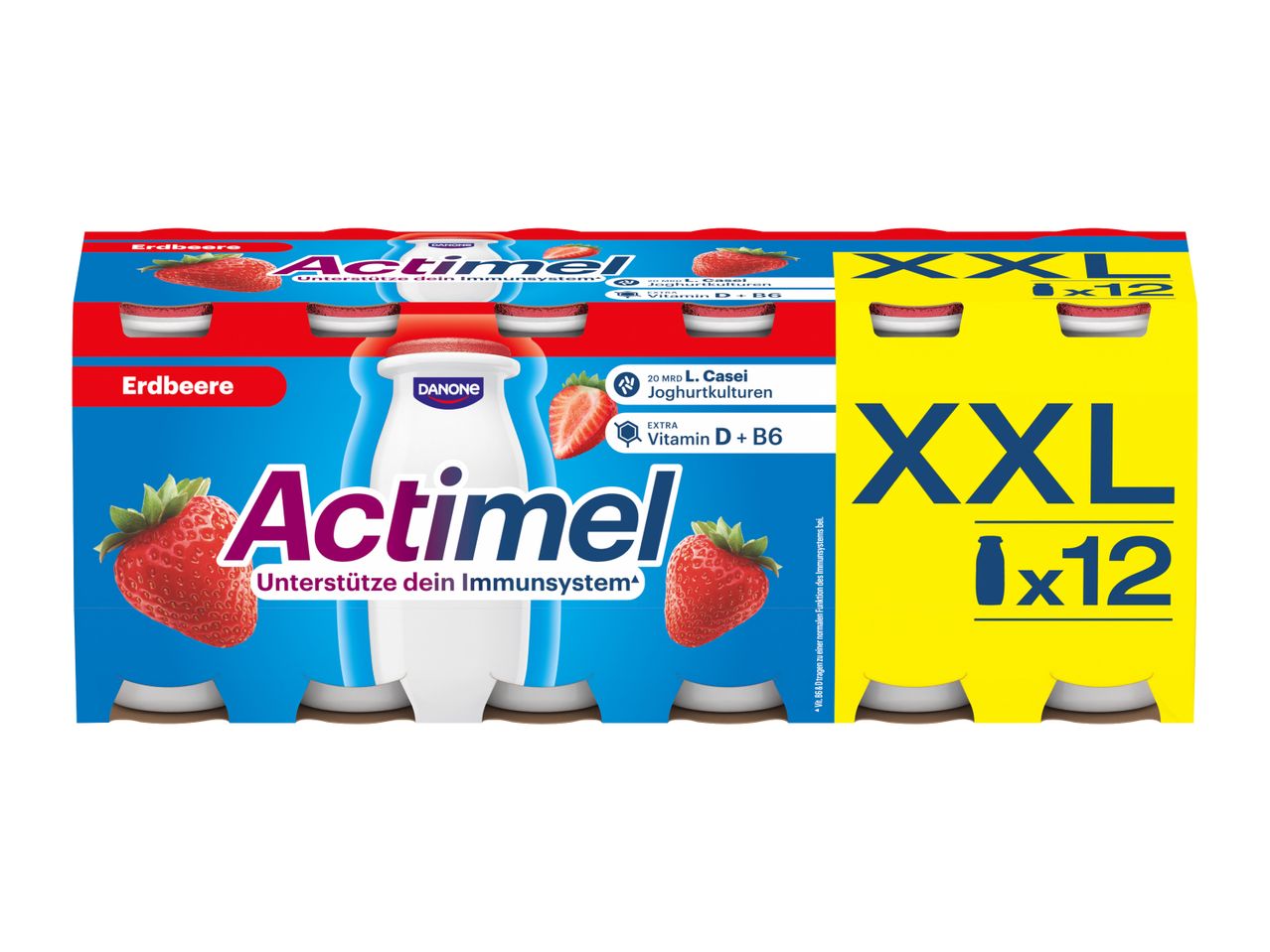 Paket Actimel jogurtov z okusom jagode, XXL pakiranje (12x12).