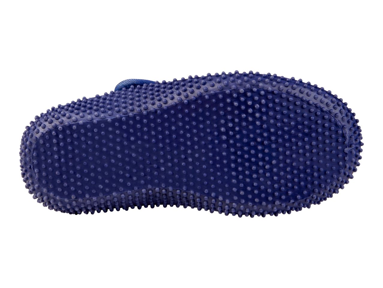 Blue massage cushion with textured surface, viewed from the bottom.