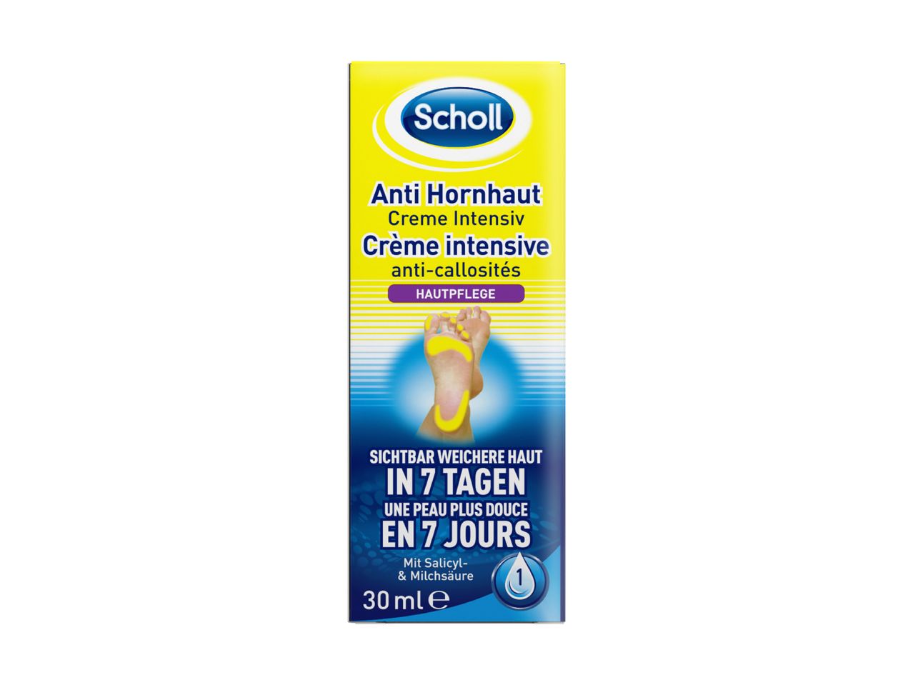 Crème Scholl Anti-Callosités: Soin intensif pour des pieds visiblement plus doux en 7 jours.