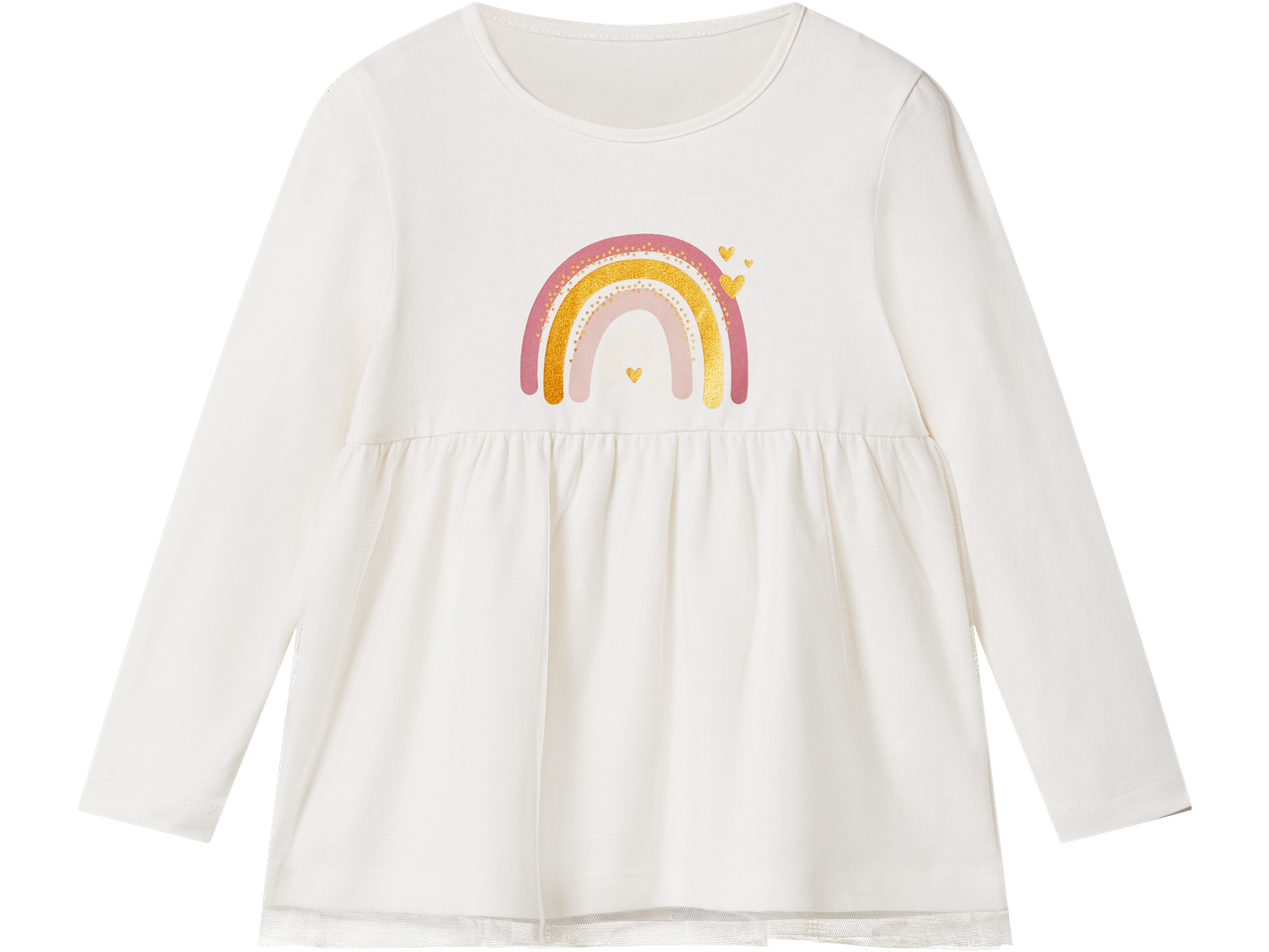 Lupilu bijela majica dugih rukava s dugom i srcima