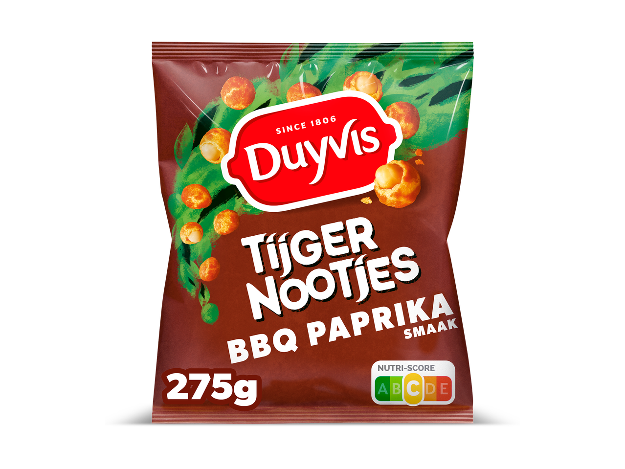 Zak tijgernootjes met BBQ paprika smaak, 275g, Nutri-Score C.