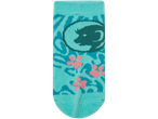 Short socks with animal theme, pink paw prints, and teal design.