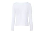 Back view of a plain white long-sleeved top with a boat neck.