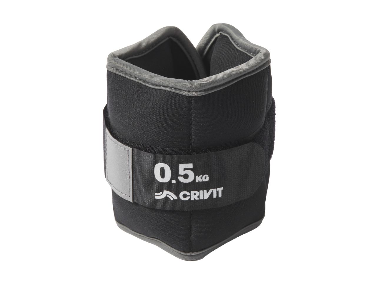 Black ankle weight with grey trim, 0.5 kg, for fitness and exercise