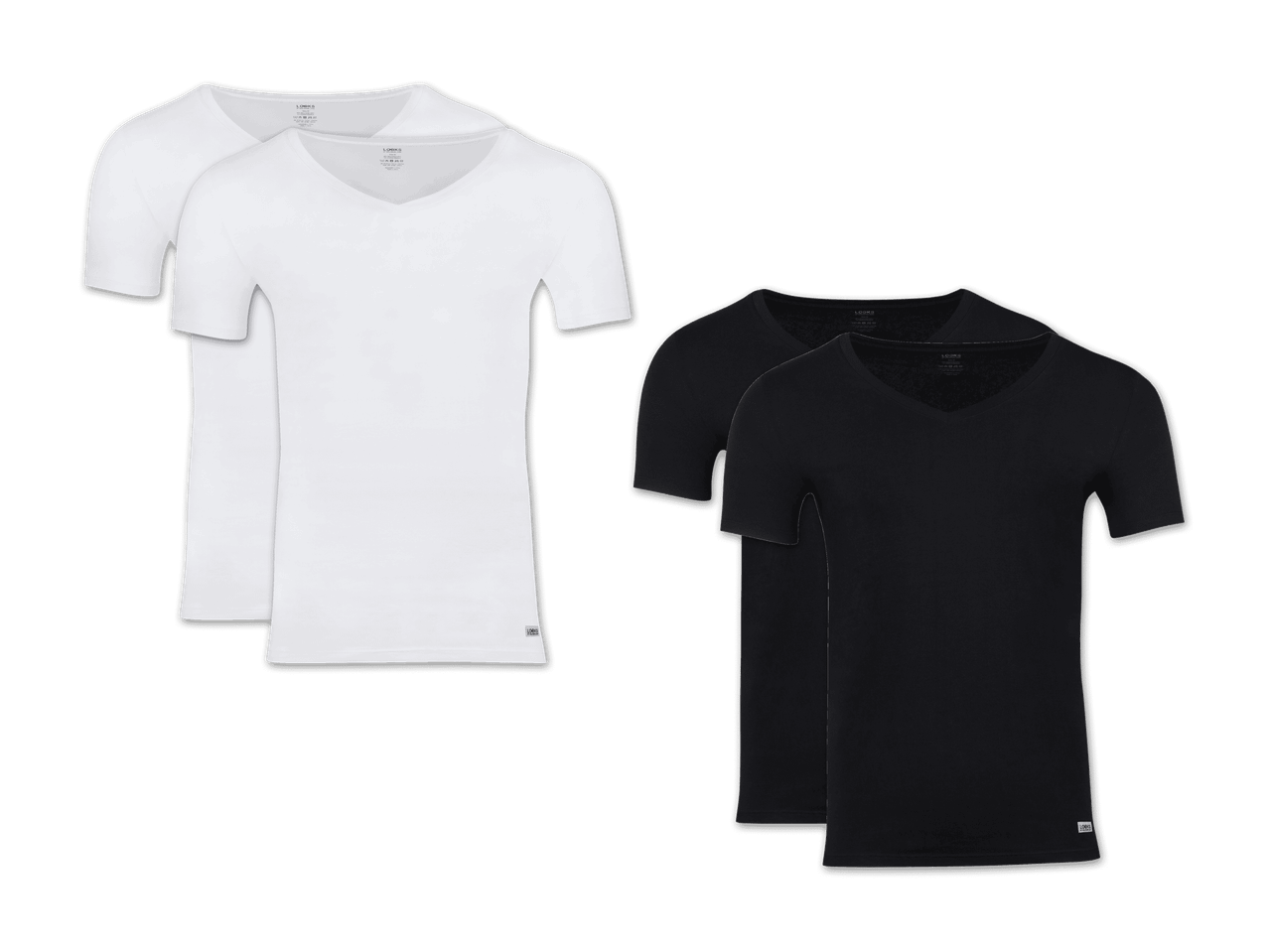 Zwei weiße und zwei schwarze V-Ausschnitt-T-Shirts für Herren