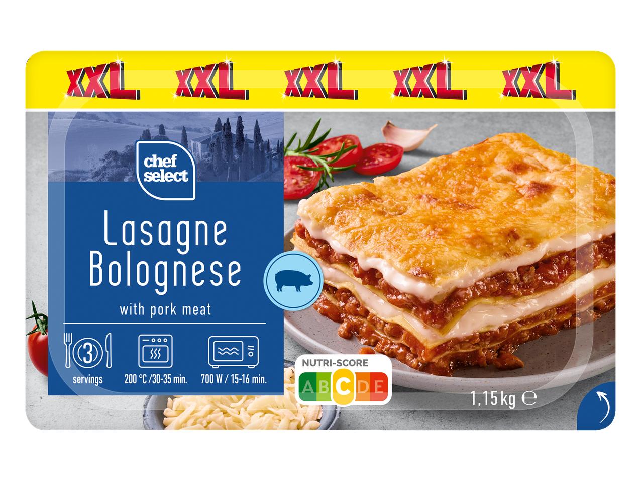 Chef Select XXL Лазаня Болонезе със свинско месо, 1,15 кг.