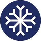 Frozen product symbol: white snowflake on a dark blue circle.