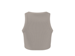 Crop top canelado Esmara em cinzento claro, vista traseira.