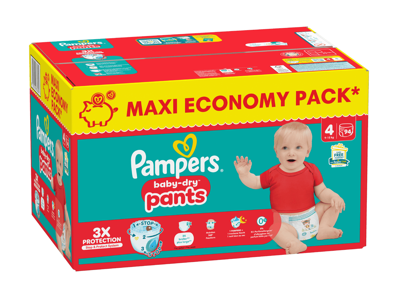 Pampers Baby-Dry Pants Windelhöschen Maxi Economy Pack Größe 4 mit 94 Windeln.