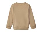 Back view of a plain beige long-sleeved sweatshirt.