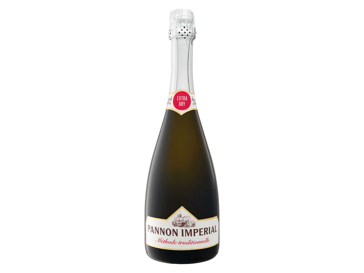 Pannon Imperial Extra Dry pezsgő palack, hagyományos eljárással.
