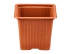 Empty brown square plastic plant pot