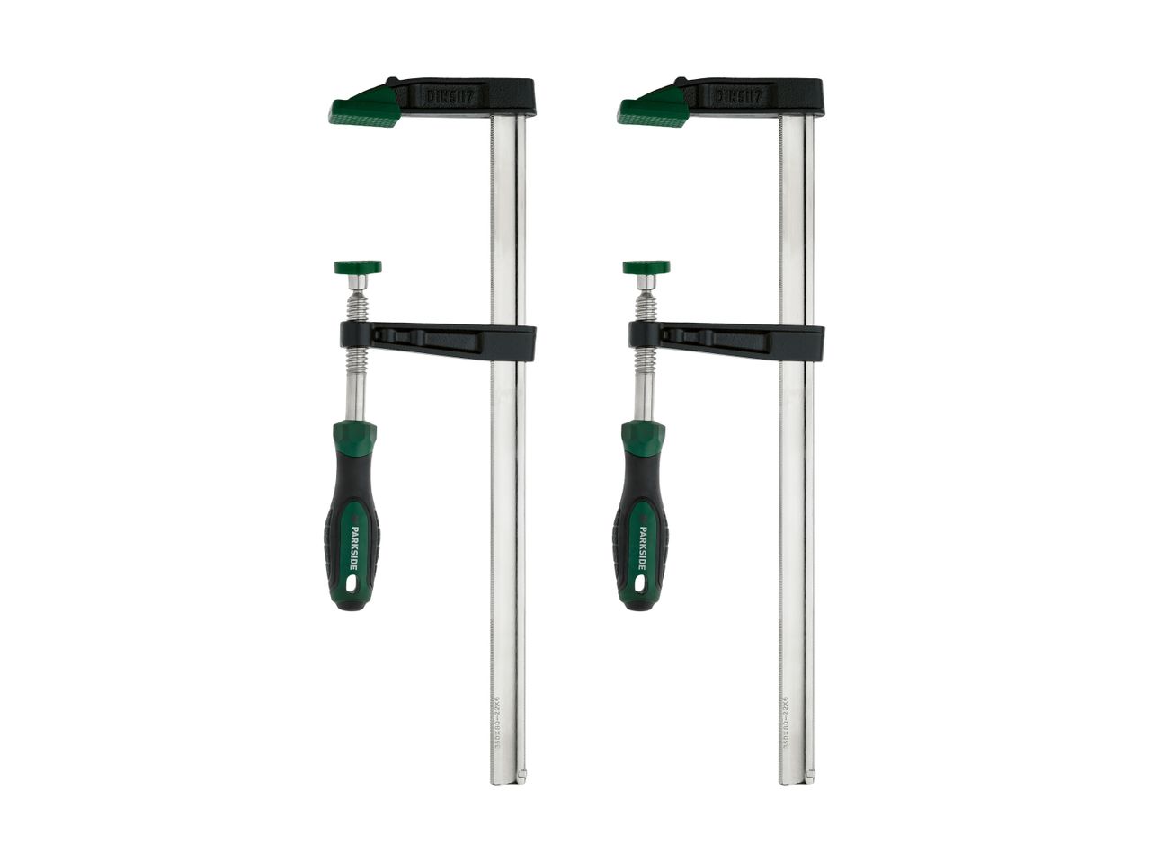 Two Parkside DIN5117 bar clamps are shown against a white background.