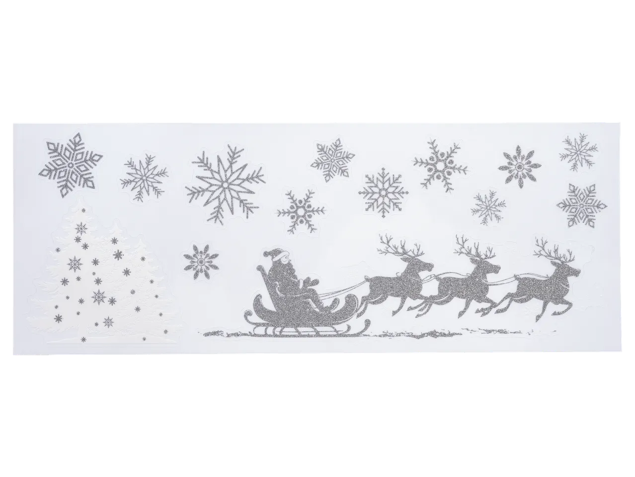 Livarno Home logu uzlīmes ar Ziemassvētku vecīti, ziemeļbriežiem, Ziemassvētku eglīti un mirdzošām sniegpārslām.