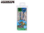 Minecraft pencils with toppers featuring characters like Creeper, Steve, and Alex in a reusable case.