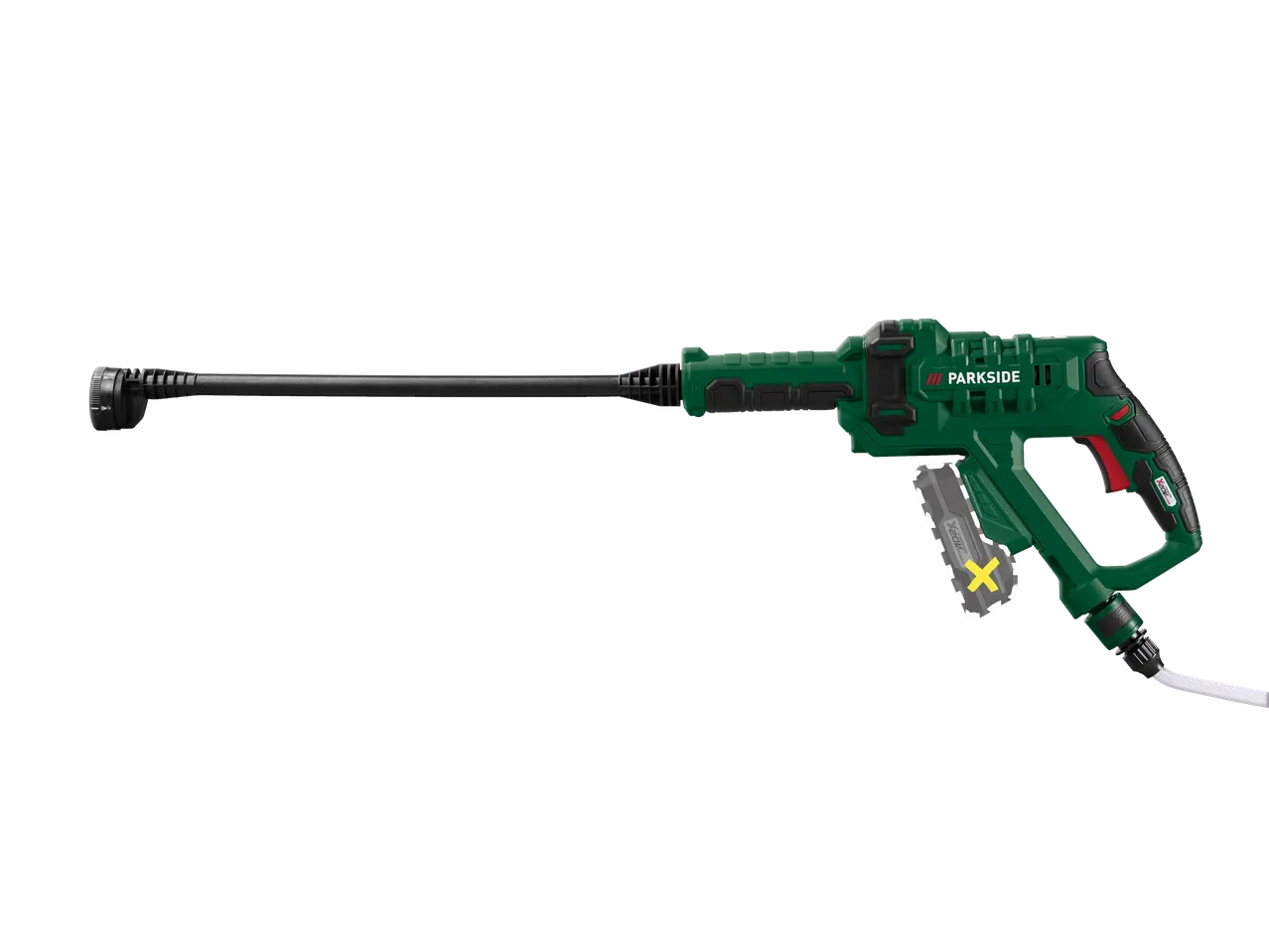 PARKSIDE akumuliatorinis aukšto slėgio plovimo įrenginys su ilgu purškimo antgaliu