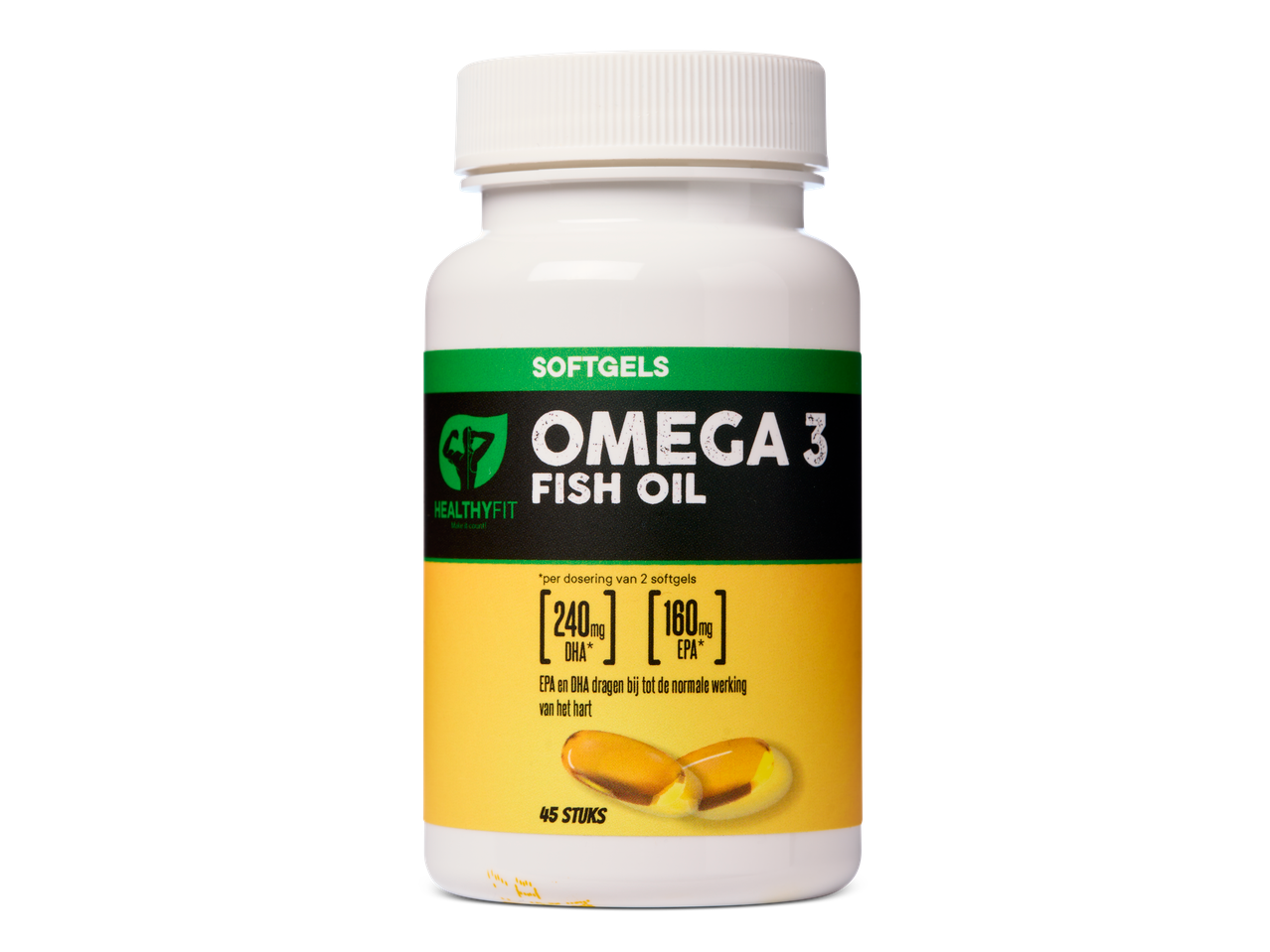 HealthyFit Omega-3 visolie softgels.