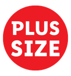 Crvena oznaka s natpisom 'PLUS SIZE'.