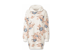 Cremefarbenes Hoodie-Kleid mit Blumenmuster in Rosa und Blau