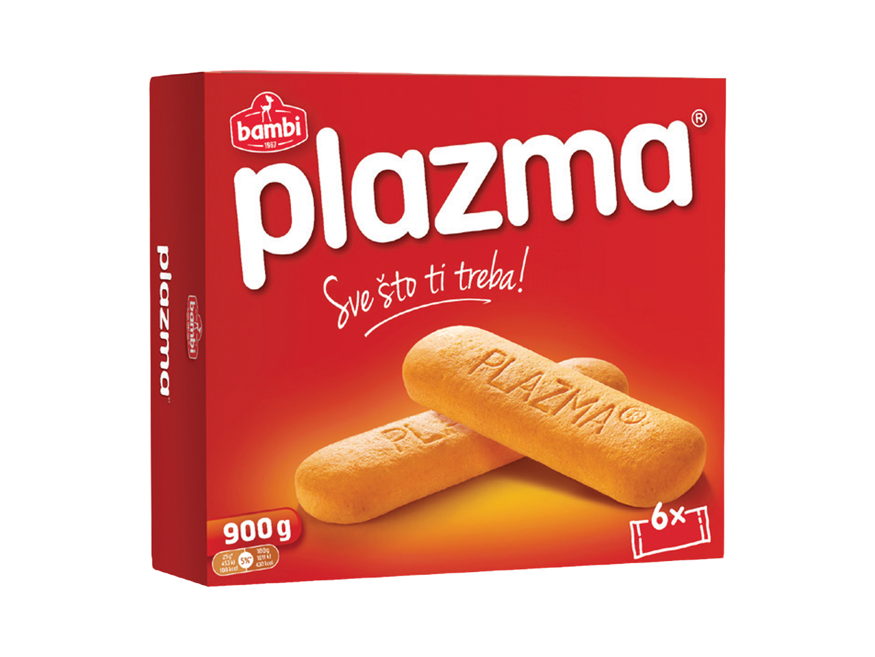 Plazma keks u crvenoj kutiji od 900g sa natpisom 'Sve što ti treba!'