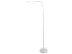 LIVARNO, candeeiro de pé LED branco com topo curvo e base redonda.