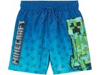 Costume da bagno per bambini Minecraft, blu con stampa creeper.