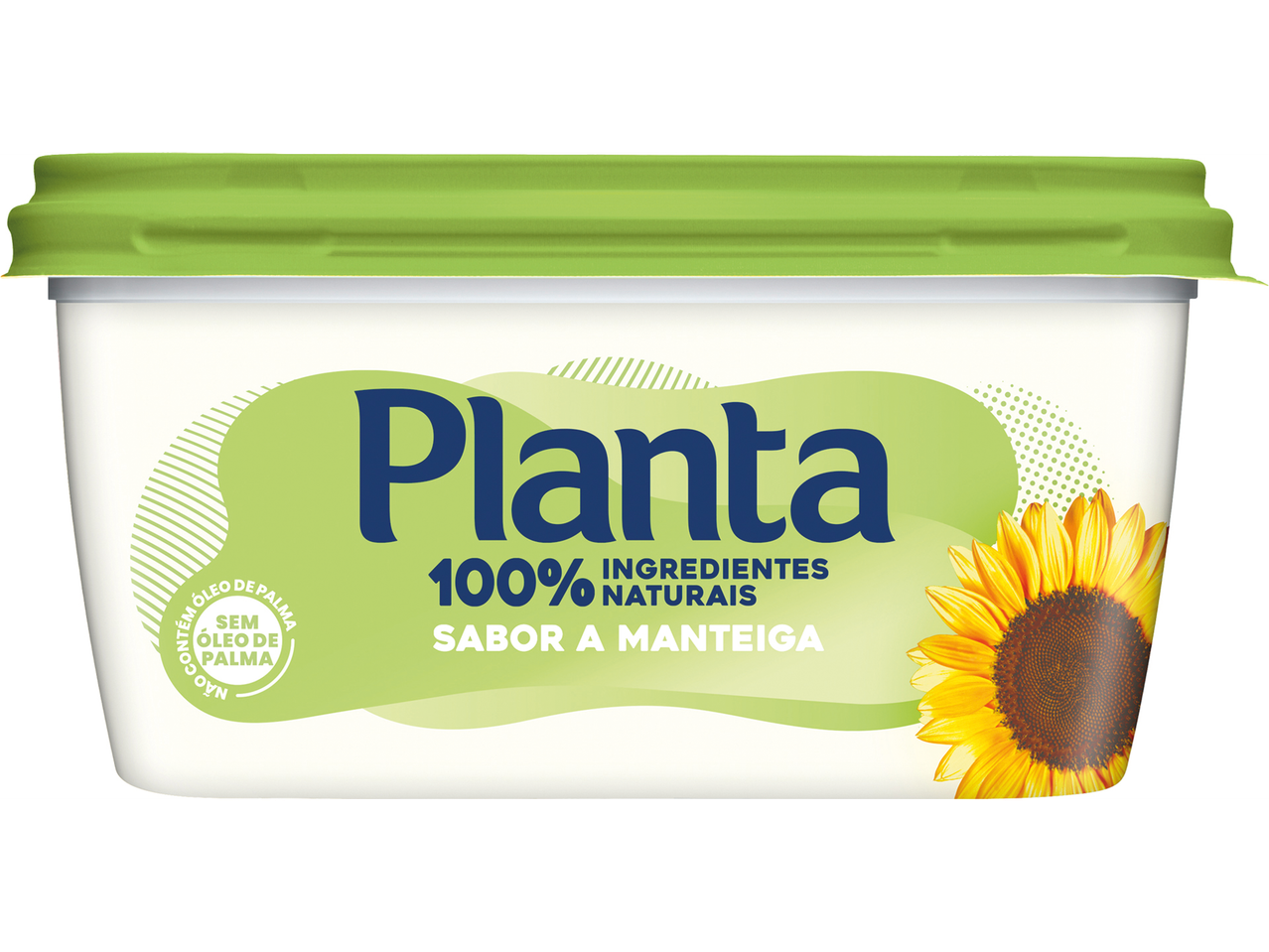 Margarina Planta com girassol, 100% ingredientes naturais, sem óleo de palma.